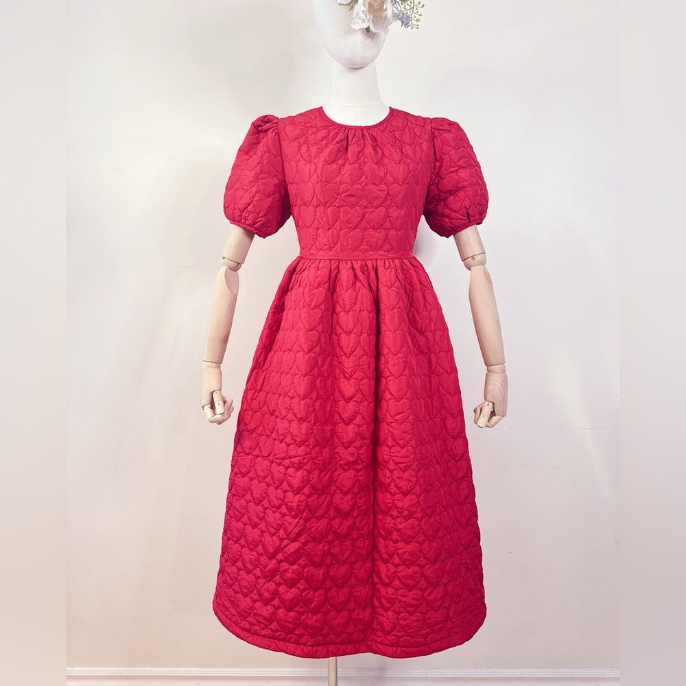 ❤️ Red Heart Quilted Puffy Dress (Statement Piece)